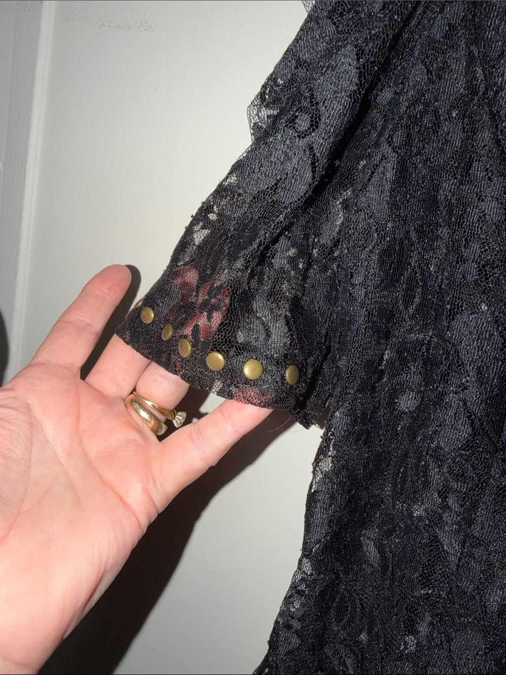 Cecico Black Lace V-Neck Flutter Sleeve Blouse - Picture 5 of 10